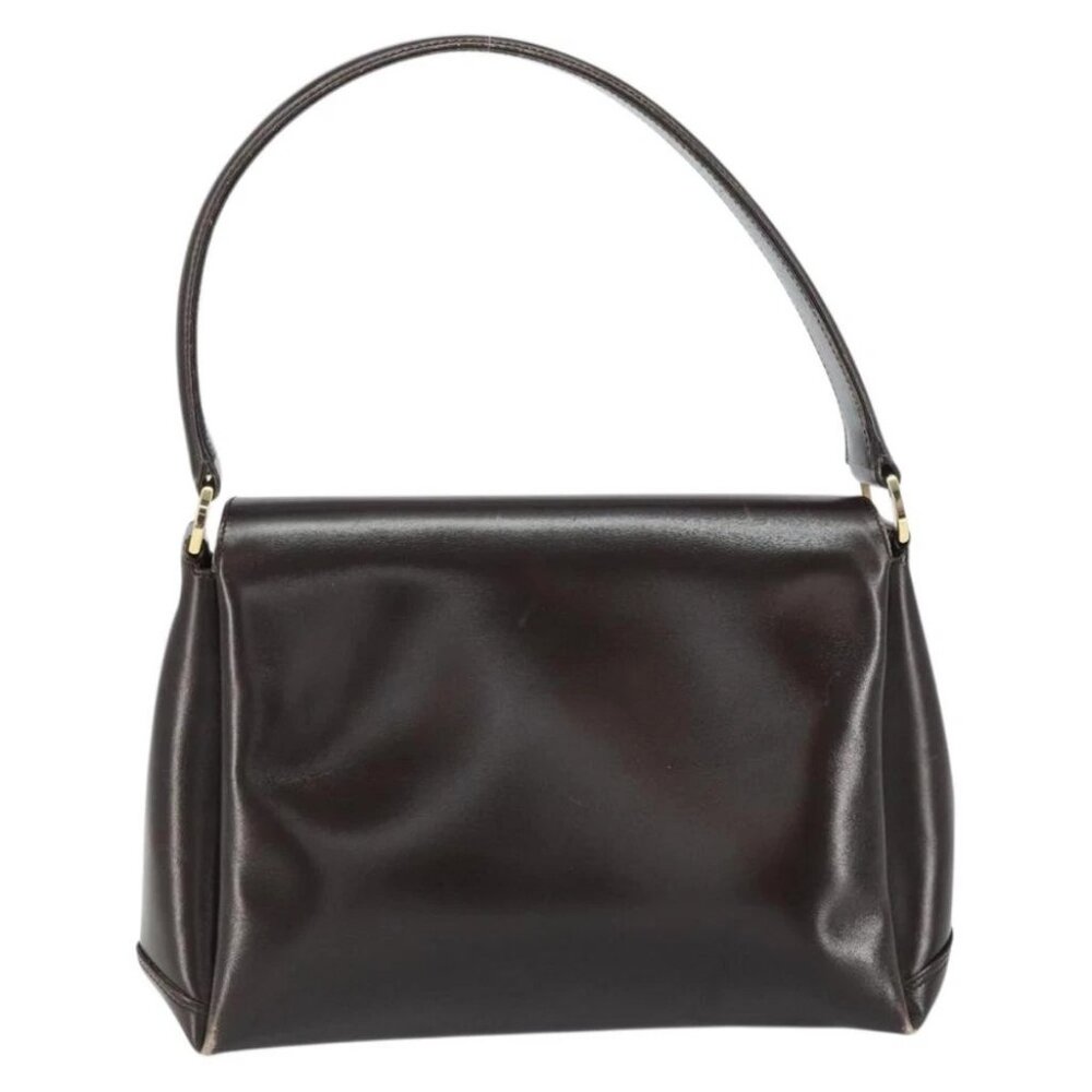 GUCCI Hand Bag Leather Dark Brown Gold - Picture 3 of 15
